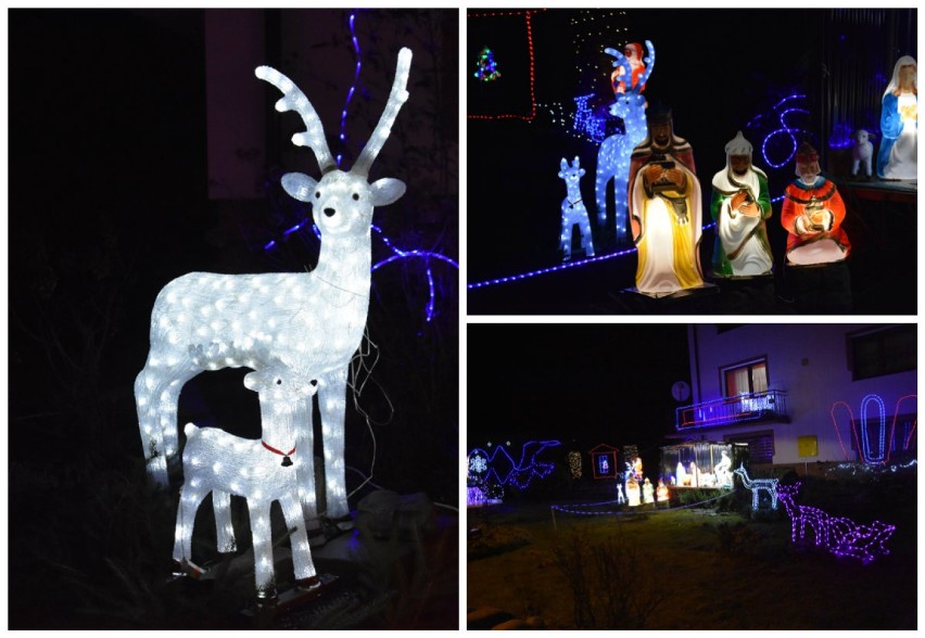 Świąteczne iluminacje wokół domu pana Zdzisława w Sękowej to...