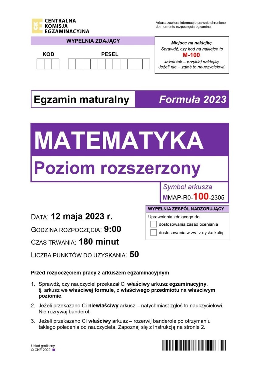 Matura z matematyki 2023