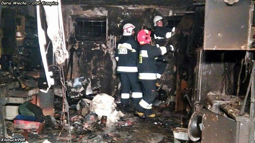 Pożar garażu w Krzepicach