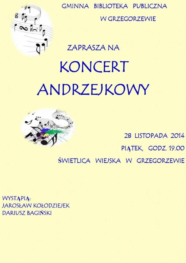 Gmina Grzegorzew - Koncert Andrzejkowy