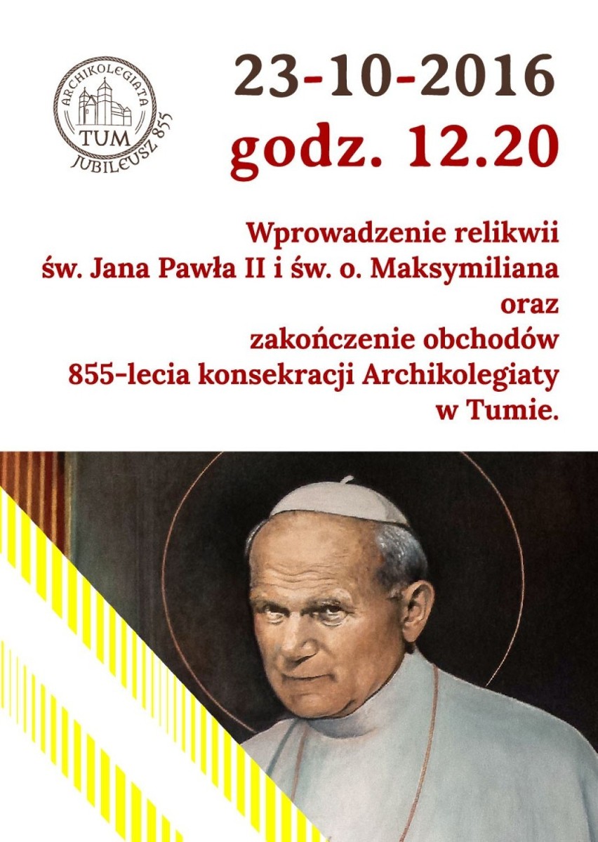 Uroczyste wprowadzenie relikwii św. Jana Pawła II do parafii w Tumie