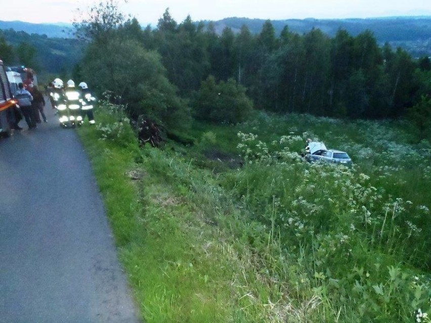 Wola Krogulecka. Samochód runął z wysokiej skarpy [ZDJĘCIA]