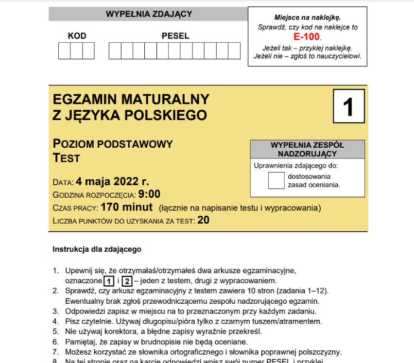 Matura z polskiego 2022, poziom podstawowy. Tematy rozprawki, arkusz CKE i odpowiedzi. Jak wyglądał egzamin z polskiego 4.05.2022? Sonda