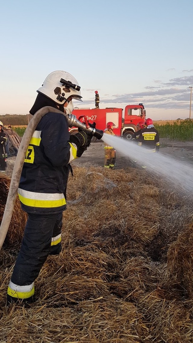 Pożar słomy w Gazomi Nowej w gminie Moszczenica gasili strażacy z OSP Wolbórz