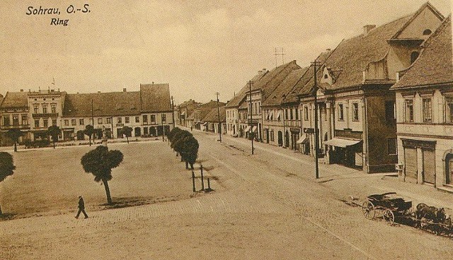 Widokówka Żor z początku XX wieku przedstawia północną część Rynku, którą zdobią piękne lipy. W prawym narożniku widzimy towarowy powóz konny "sandschneider". Powozy wyrabiał m.in. rzemieślnik Magiera.  Rzeźnicy przewozili nimi mięso i żywiec do uboju