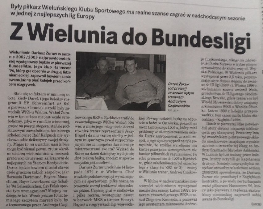 Dariusz Żuraw z Wielunia do Bundesligi...