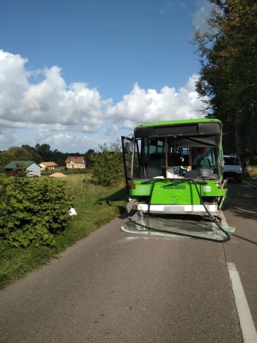 Wypadek autobusu PKS Gdynia na trasie Darzlubie - Leśniewo 10.09.2020. Pojazd wyleciał z drogi, w środku było 15 osób [zdjęcia]