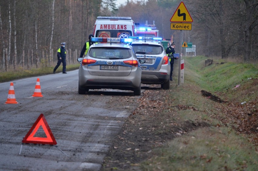 Na trasie Głogów - Sława audi wypadło z drogi. 18-letni kierowca w ciężkim stanie