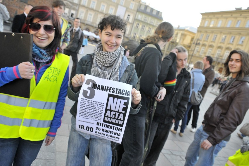 Kraków: protest przeciwko ACTA [ZDJĘCIA]