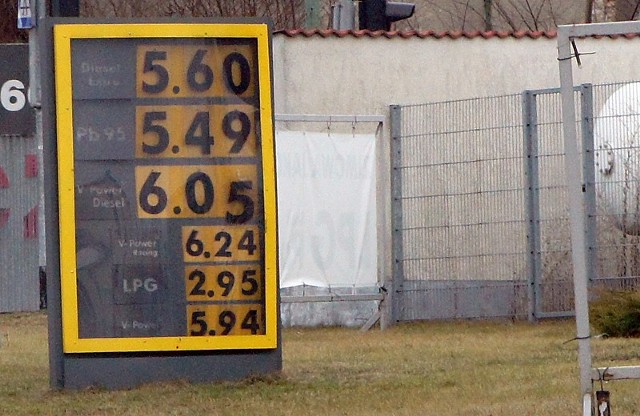 Tak w niedzielę po południu kształtowały się ceny na stacji paliw u zbiegu ulicy Stawiszyńskiej i Alei Wojska Polskiego w Kaliszu.