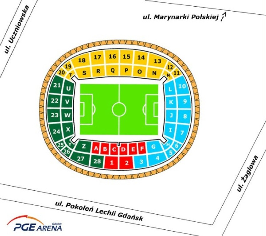 Stadion Energa Gdańsk [sektory, wejścia, mapa]