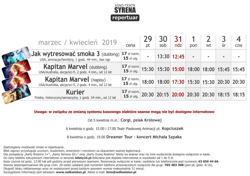 Repertuar kina Syrena w Wieluniu od 29 marca 4 kwietnia [ZWIASTUNY]