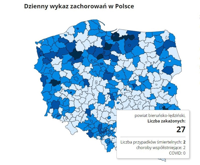 Jaki procent zakażonych w Śląskiem umiera z powodu...