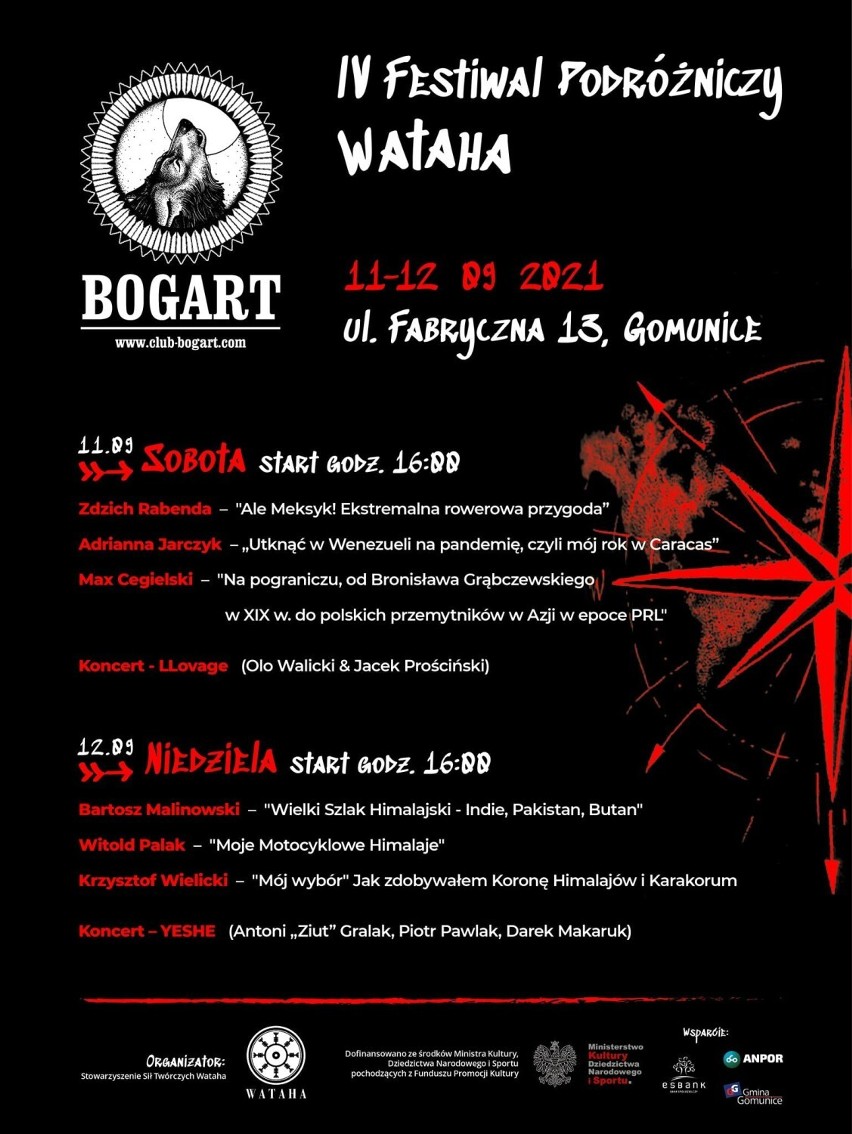 IV Festiwal Podróżniczy Wataha 2021 w Klubie Muzycznym Bogart w Gomunicach