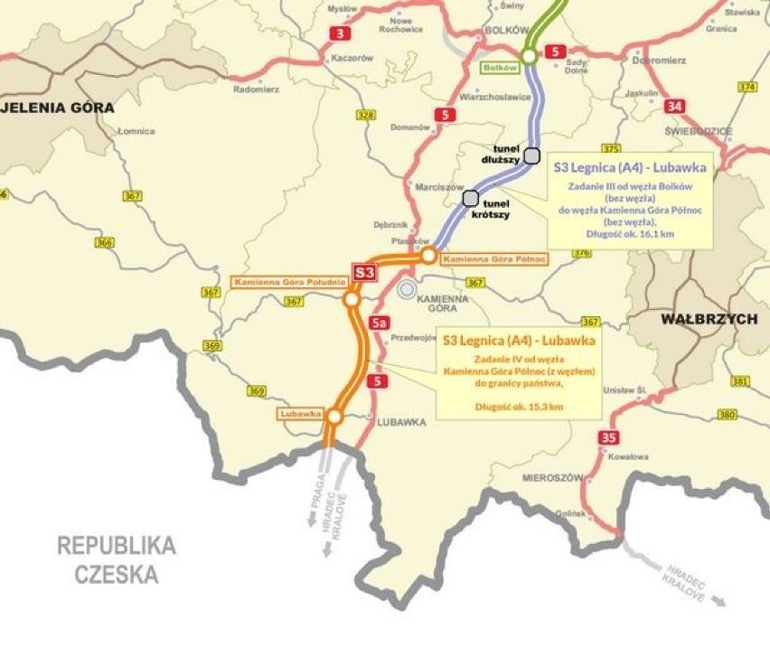 Odcinek stanowi fragment drogi ekspresowej S3 Legnica (A4) –...