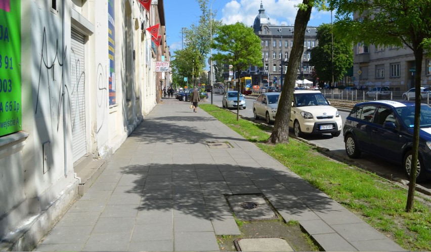 Remont chodników na al. Kościuszki w Łodzi
