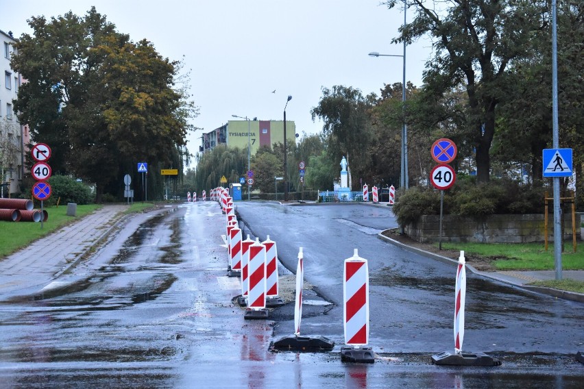 Przebudowa ulicy Browarowej w Żninie. Stan na 27.09.2022.