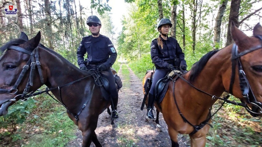 Patrole konne strzegą granicy z Białorusią. To tomaszowscy policjanci z zespołu konnego VIDEO, ZDJĘCIA