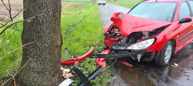 Na trasie Sierakowo-Orzechówko samochód osobowy uderzył w drzewo