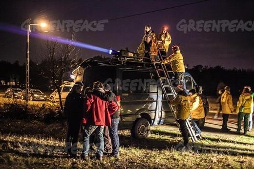 Akcja Greenpeace pod elektrownią Bełchatów