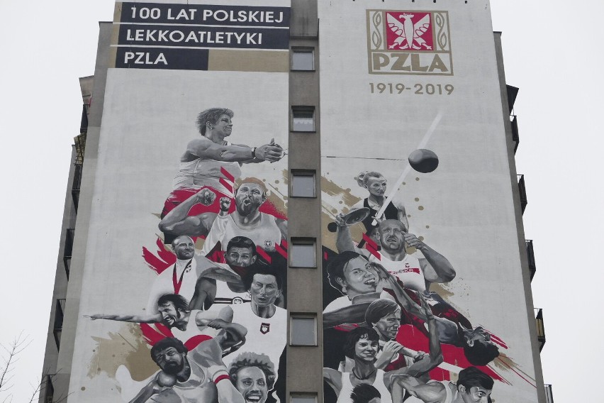 Mokotów zyskał wyjątkowy mural. Malowidło przedstawia polskich lekkoatletów