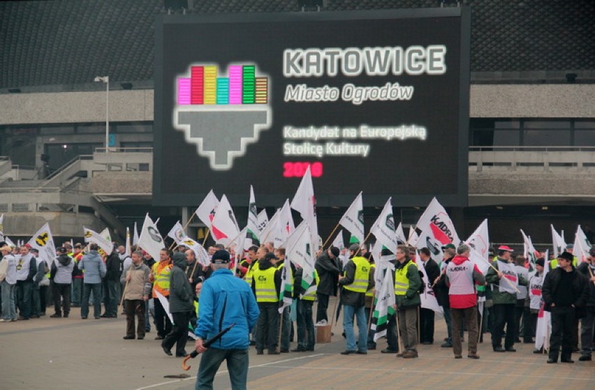 Manifestacja górników w Katowicach