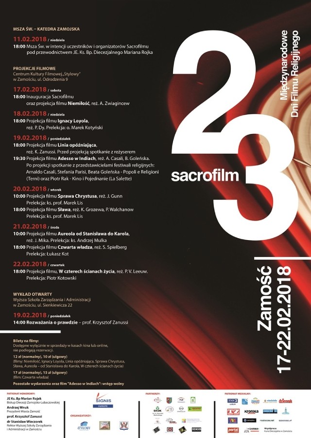Wkrótce Międzynarodowe Dni Filmu Religijnego „Sacrofilm”. Zobacz PROGRAM