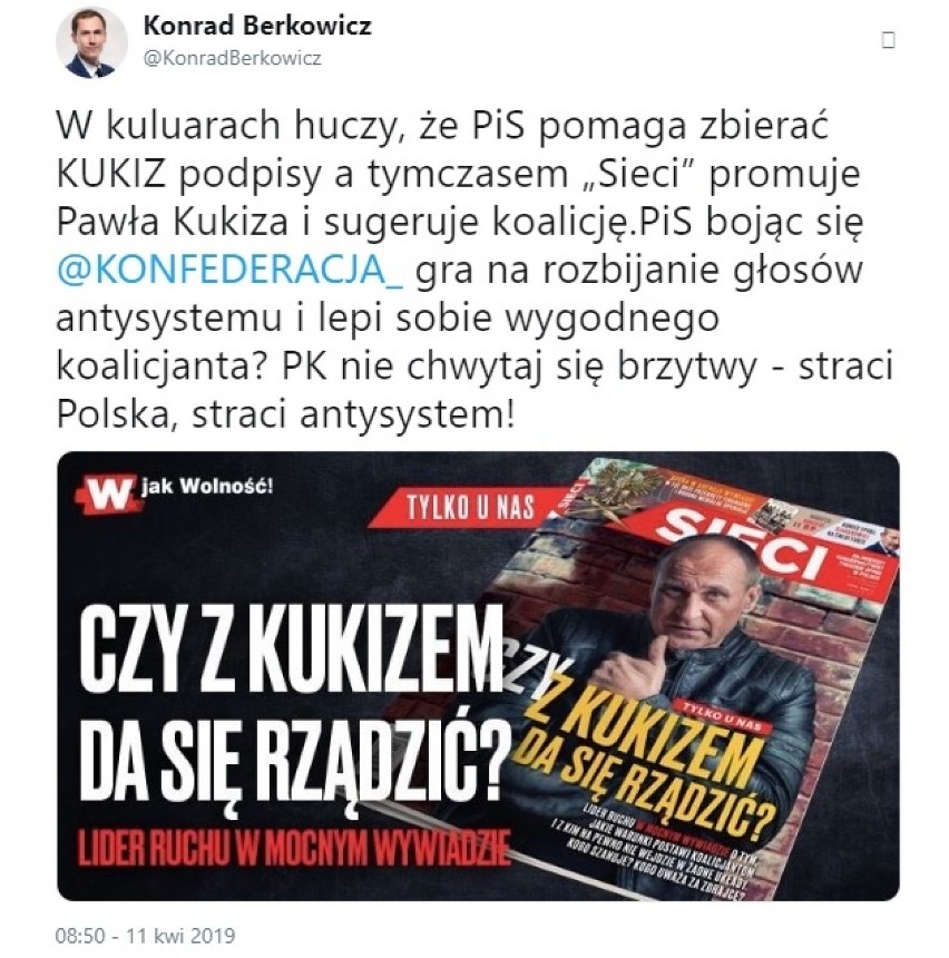 Konrad Berkowicz wygrał proces wyborczy z Kukiz'15