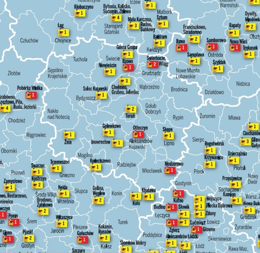 1. Chełmno, Łunawska 
2. Gniewkowo, Inowrocławska 
3. Górna...