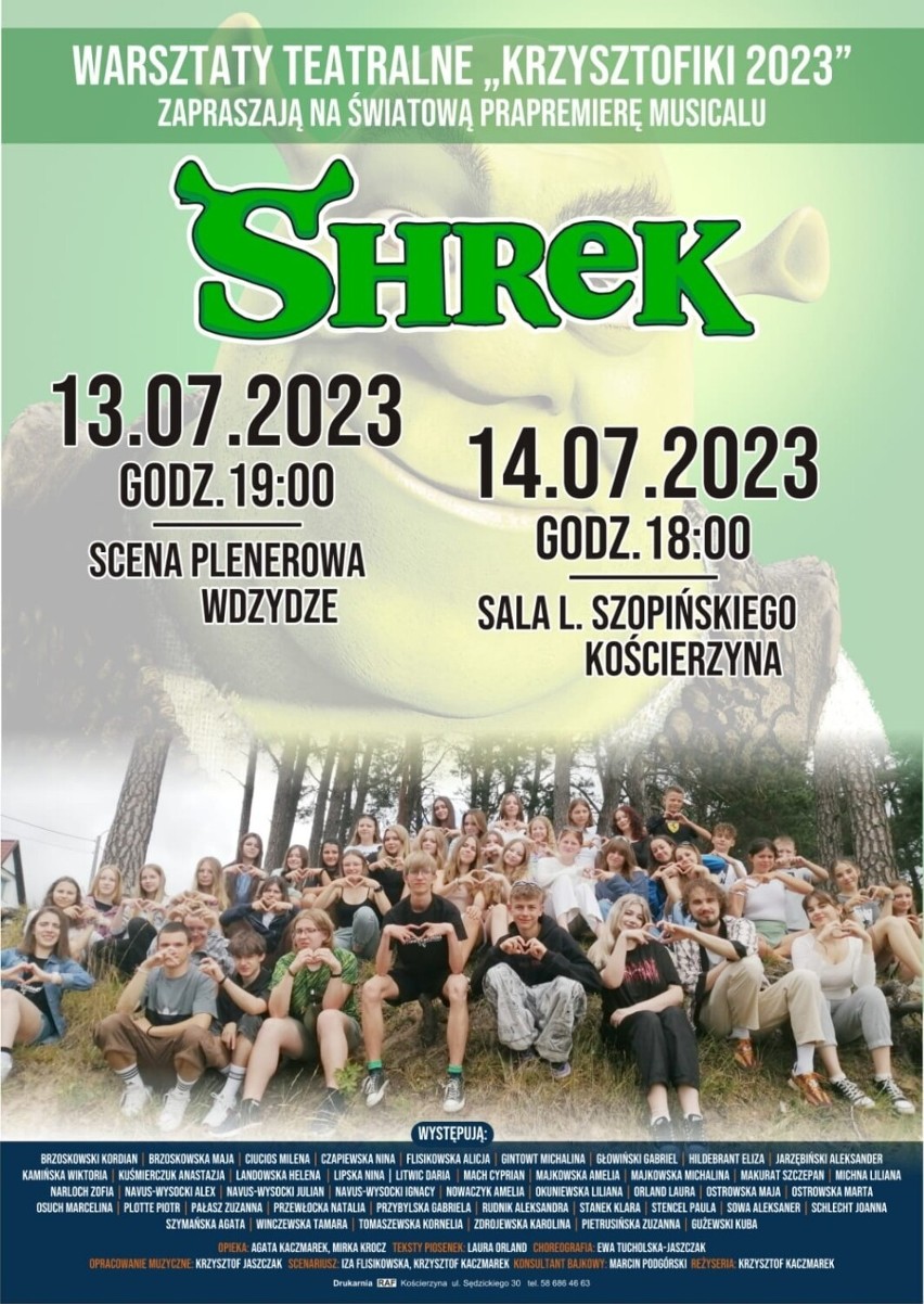 „Shrek” w nowej odsłonie. Zapraszamy na wyjątkowy spektakl 13 lipca do Wdzydz, a  także 14 lipca do kina „Remus” 