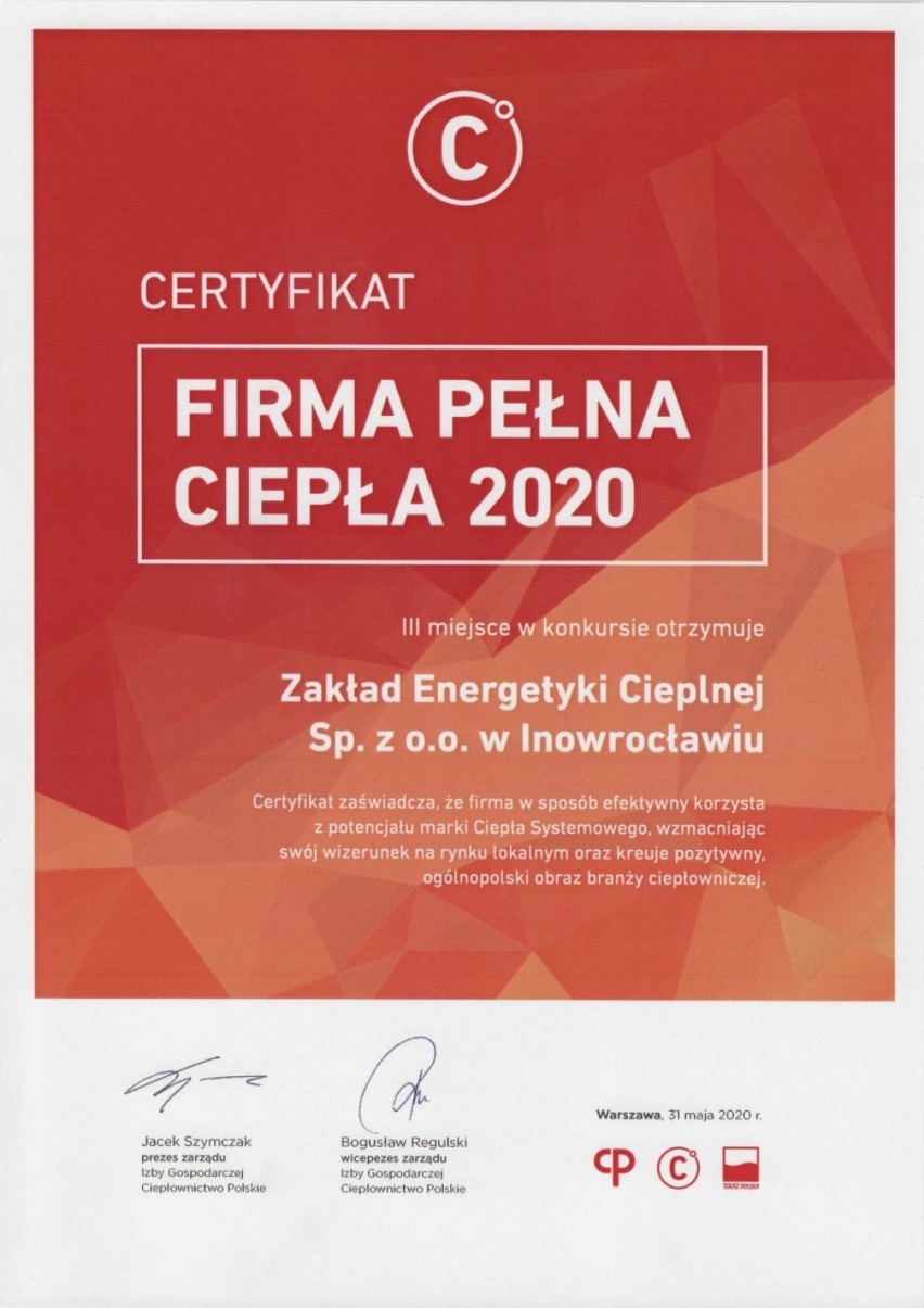 Inowrocław. Zakład Energetyki Cieplnej w Inowrocławiu nagrodzony za aktywność marketingową