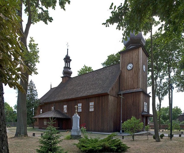 Modrzewiowy kościół przy ul. Pomorskiej w Mileszkach.