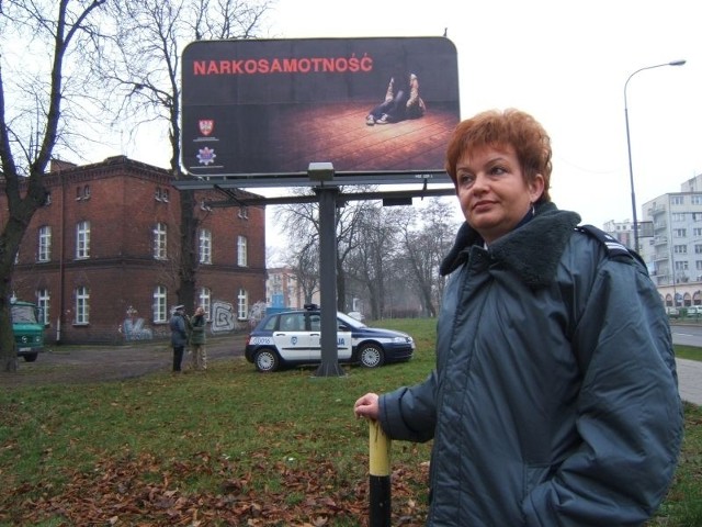 Alicja Godyla-Jasicka prezentuje billboard na Grunwaldzie