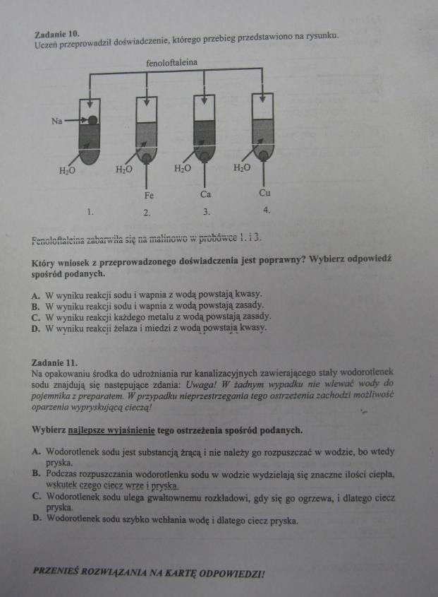 Egzamin gimnazjalny 2012: Test z przedmiotów przyrodniczych [ARKUSZE, ODPOWIEDZI]