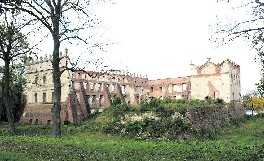 Zamek w Krupem obecnie, widok od strony stawu