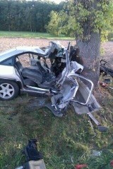 2 osoby ranne. Opel uderzył w drzewo [ZDJĘCIA]