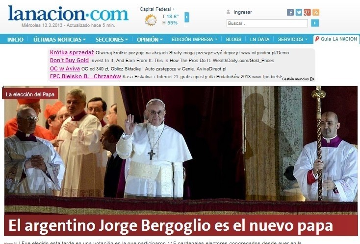 Papież z Argentyny. W argentyńskich mediach szału z wyboru kardynała Bergoglio nie ma