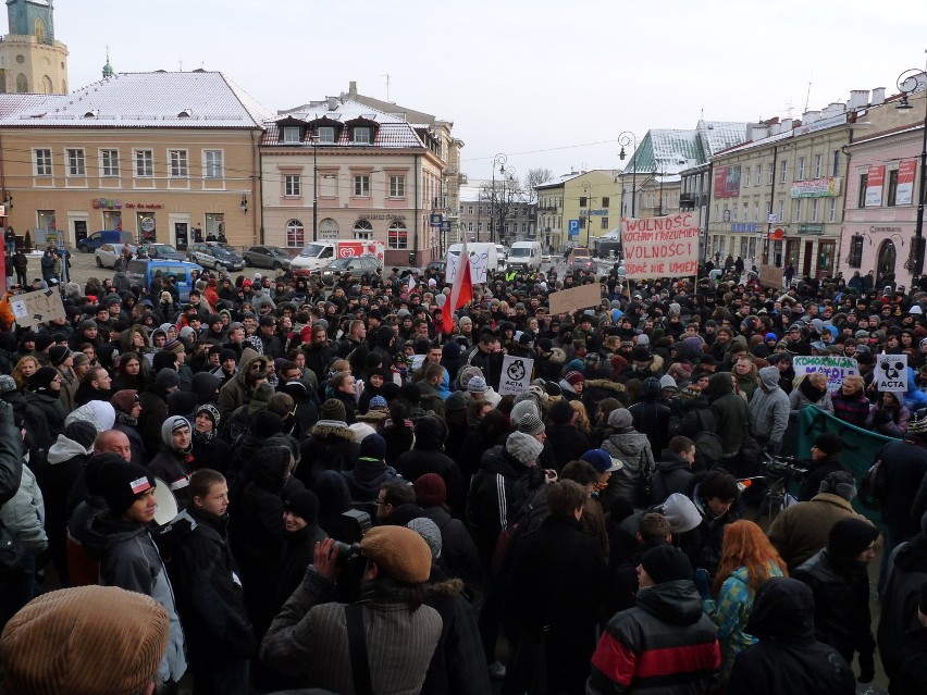 Protest przeciwko ACTA w Lublinie (ZDJĘCIA, WIDEO)