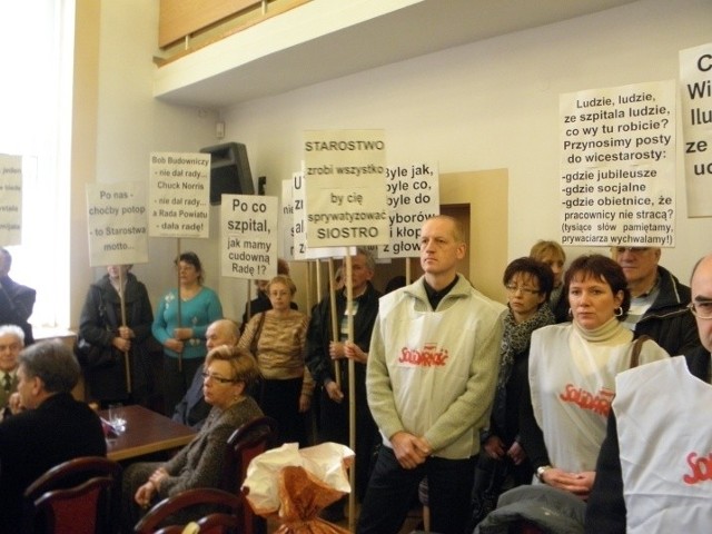 Związkowcy protestowali w starostwie powiatowym