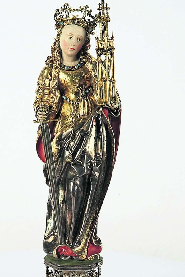 Srebrna rzeźba św. Barbary jest też logo wystawy