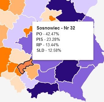 Wyniki wyborów 2011: Województwo śląskie dla PO 44,3 proc. [INFOGRAFIKI] 