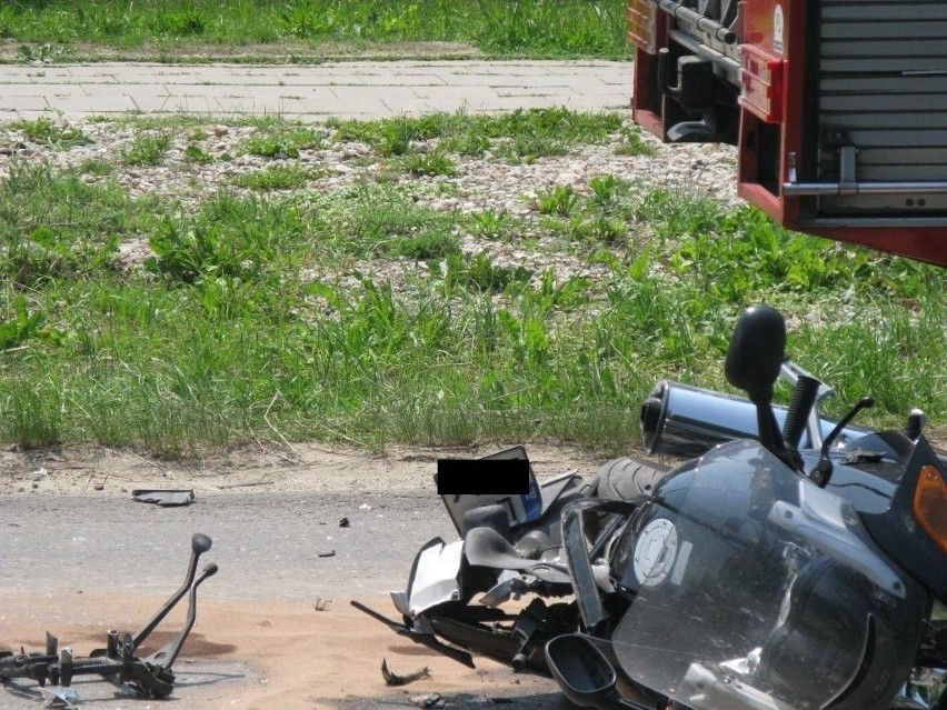 Ul. Nałęczowska: Wypadek z udziałem motocyklisty (ZDJĘCIA, WIDEO)