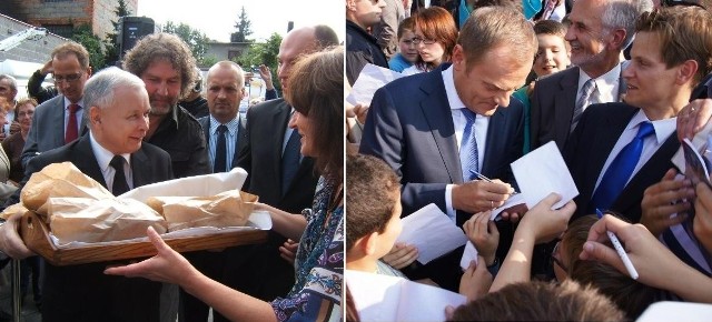 Jarosław Kaczyński i Donald Tusk w tym samym tygodniu odwiedzili Wielkopolskę.