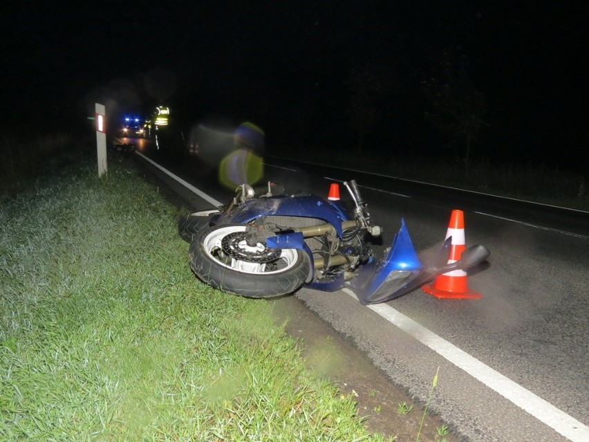 Nocny wypadek motocyklisty. Na drogę wybiegł dzik