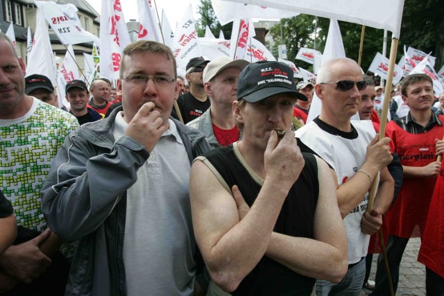 Pikieta górników w Katowicach