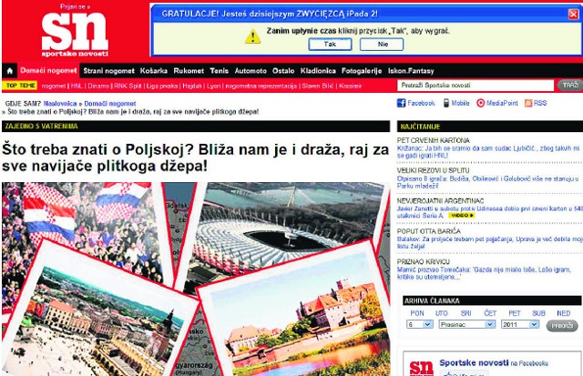 Choć Chorwaci grają w Gdańsku, artykuł w poczytnym serwisie skupia się na Krakowie