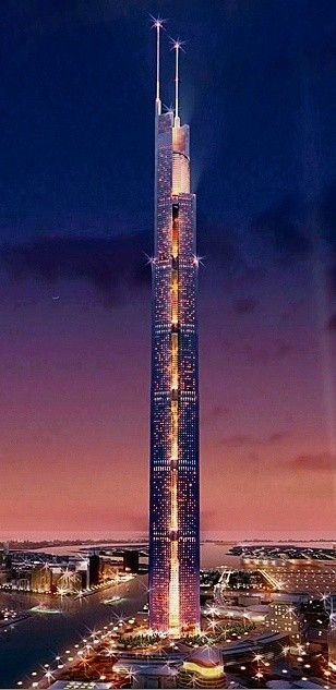 Nakheel Tower,  Dubaj. Plan:  1 km
