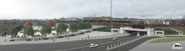 Odnowiony wiadukt na ul. Kunickiego - wizualizacja (widok od dzielnicy Dziesiąta)