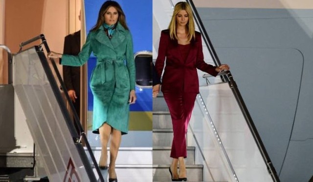 Amerykańska Pierwsza Dama Melania Trump wraz z córką Ivanką towarzyszą prezydentowi Stanów Zjednoczonych w oficjalnej wizycie w Polsce. Obie panie znane są ze swoich eleganckich stylizacji. Wczoraj na lotnisku Okęcie Melania pokazała się w zielonym trenczu, a Ivanka w bordowym komplecie.