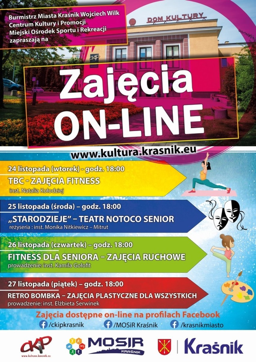 MOSiR i CKiP w Kraśniku w czasie pandemii organizują zajęcia online. Ćwicz, oglądaj i korzystaj bez wychodzenia z domu